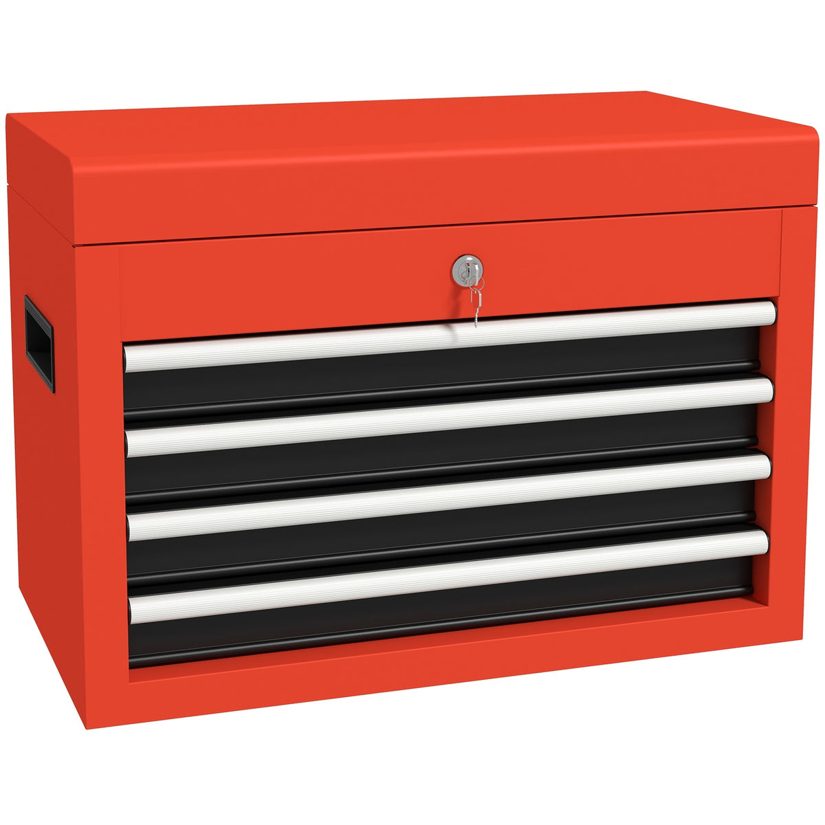 Tool Box Compact Tool Box Without Tools, With 4 Drawers, Lock, Steel, Red, 45X24.5X32.5Cm