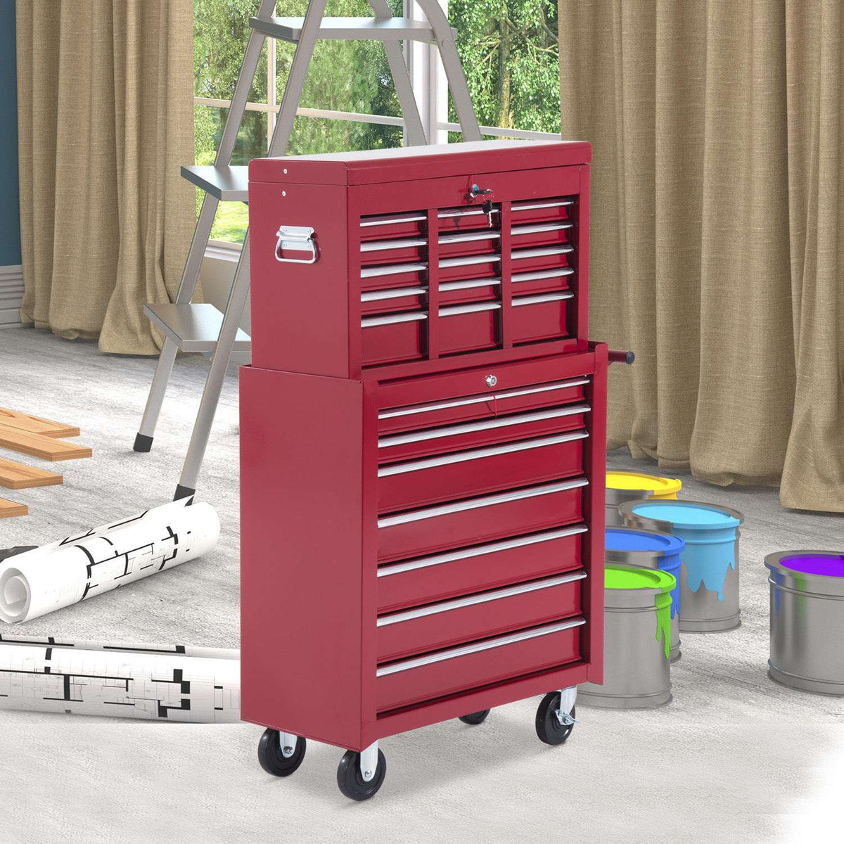Tool Box Metal Workshop Trolley, Tool Trolley, Tool Box, Red, For Workshop