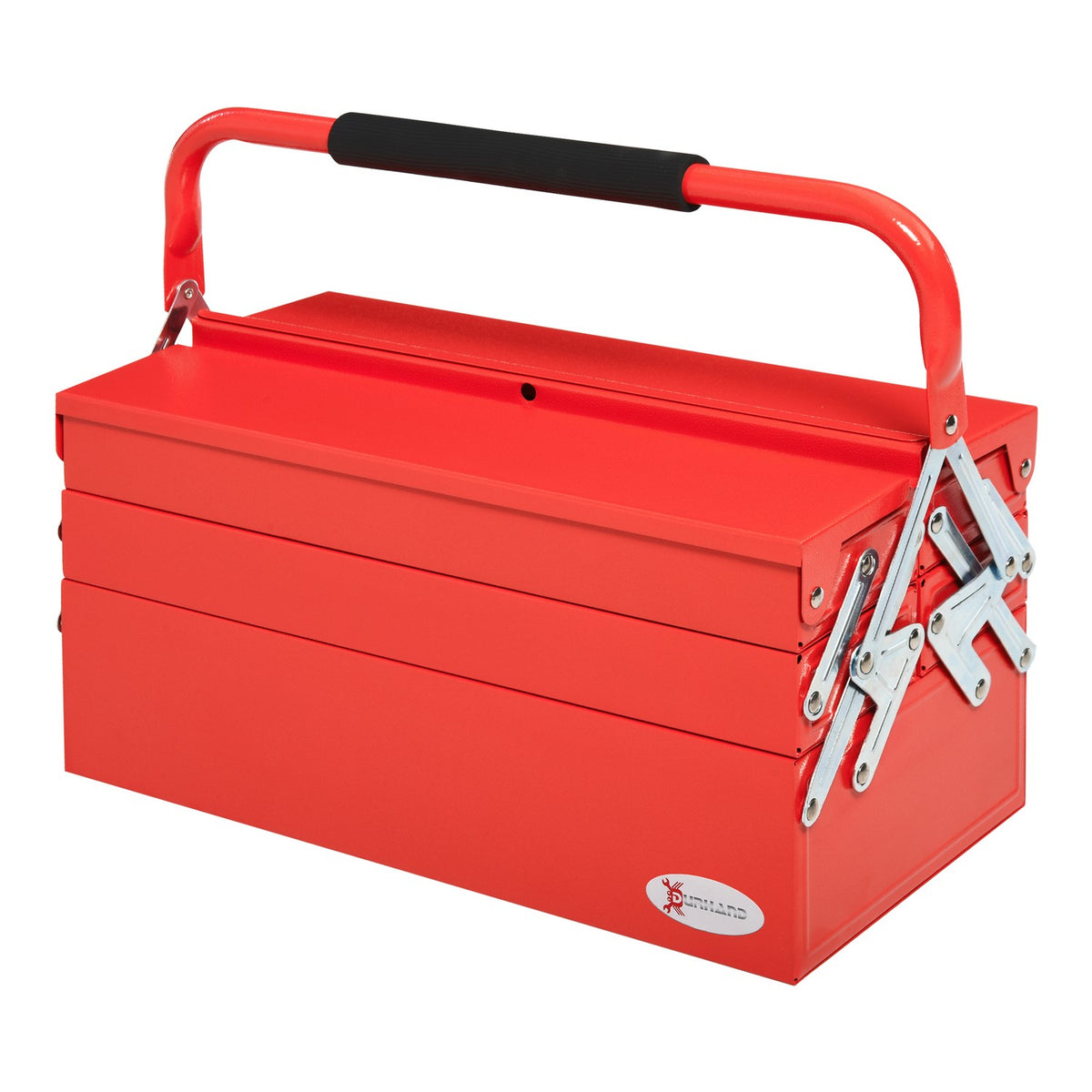 Tool Box Space-Saving Tool Box With 5 Compartments, Hinged, Stable, Steel (Spcc), Red, 45X22.5X34.5Cm