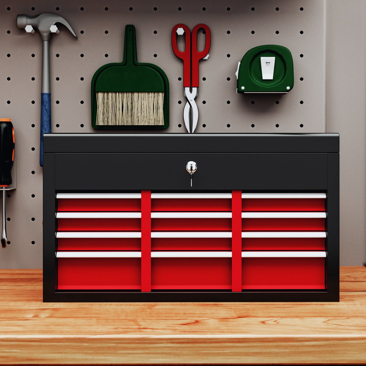 Tool Box Tool Box 6 Drawers Lock Tool Box Handle Tool Box Steel Red + Black 60X26X34Cm