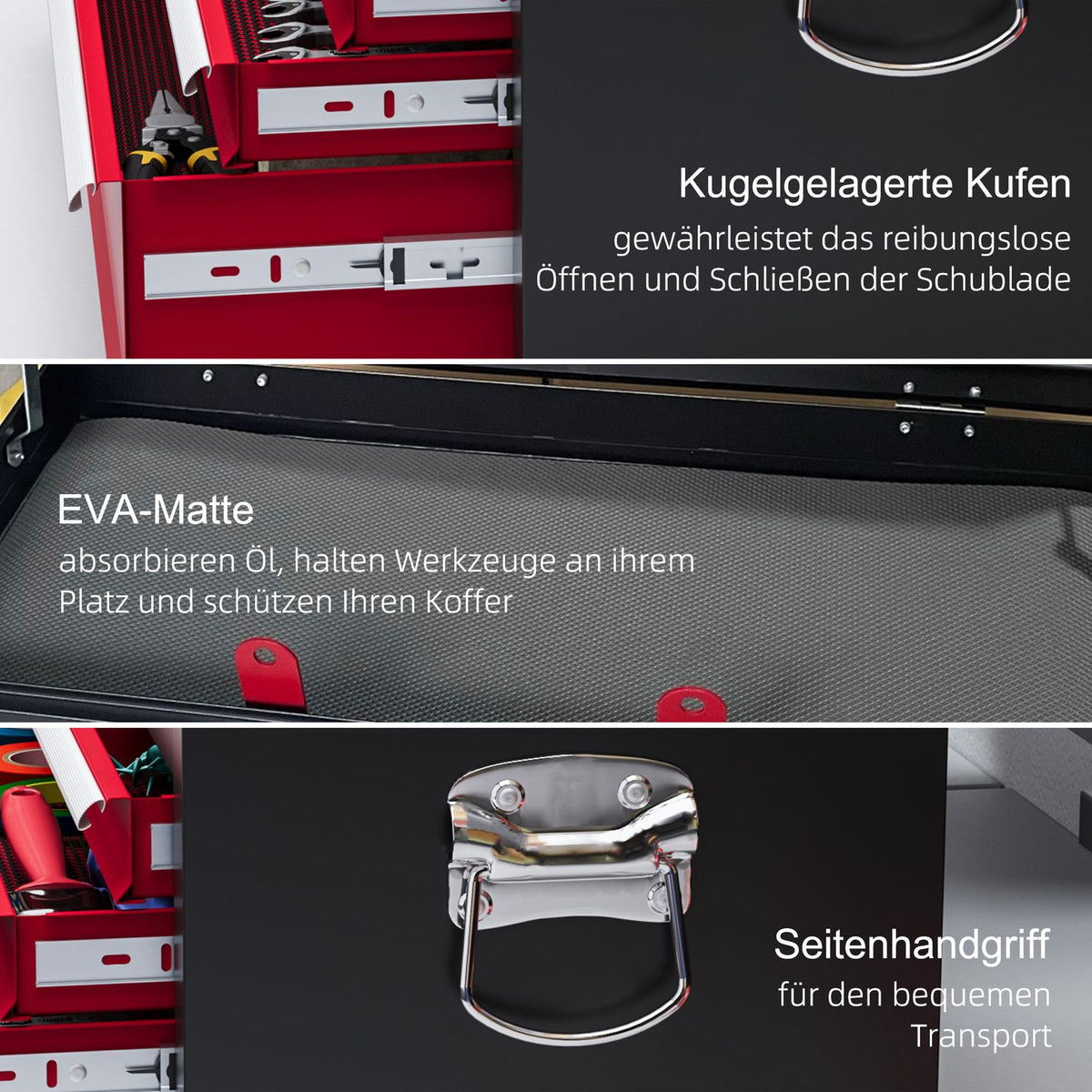 Tool Box Tool Box 6 Drawers Lock Tool Box Handle Tool Box Steel Red + Black 60X26X34Cm