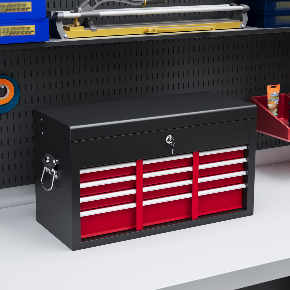 Tool Box Tool Box 6 Drawers Lock Tool Box Handle Tool Box Steel Red + Black 60X26X34Cm
