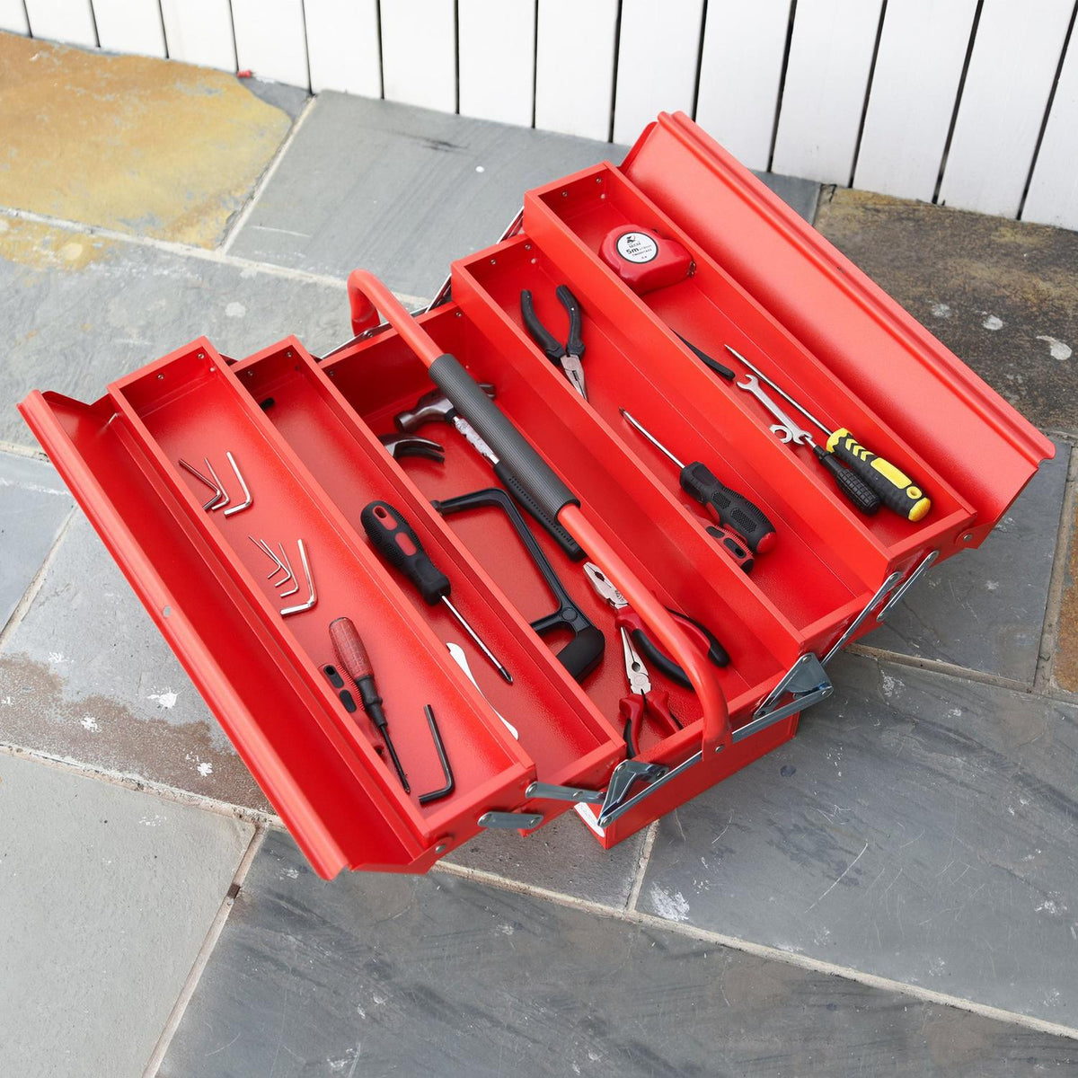 Tool Box, Tool Box, Tool Box, 5 Compartments, Foldable Steel (Spcc), Red, 57 X 21 X 41 Cm