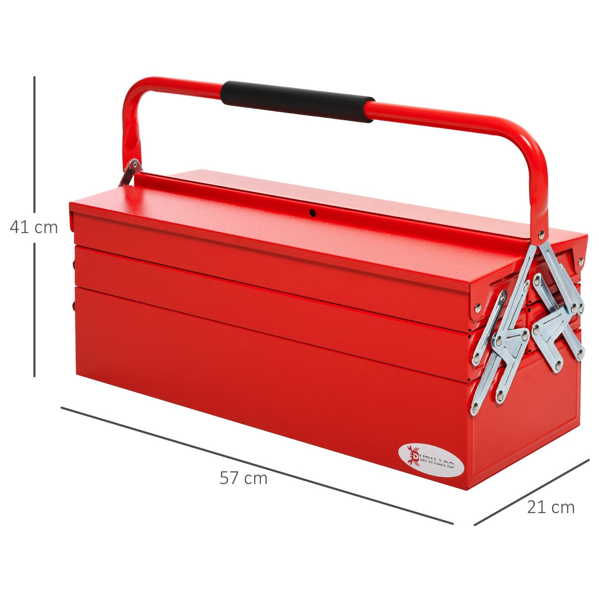 Tool Box, Tool Box, Tool Box, 5 Compartments, Foldable Steel (Spcc), Red, 57 X 21 X 41 Cm