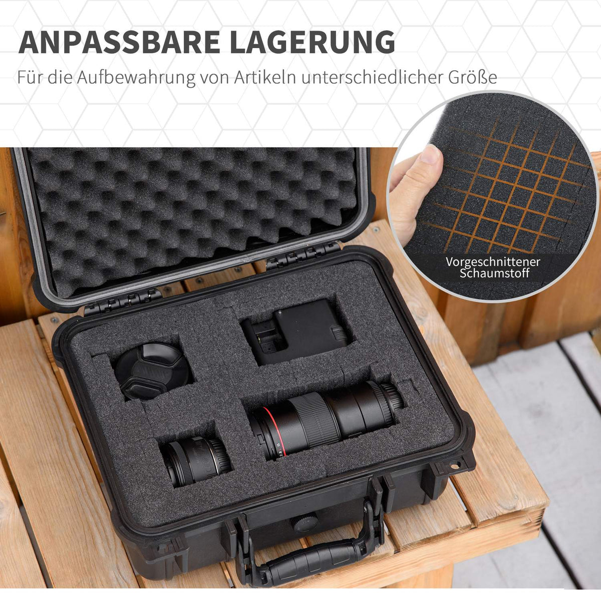 Tool Case Set Of 2 Empty Photo Case With Handle, Foam, Waterproof, Plastic Silica Gel, Black