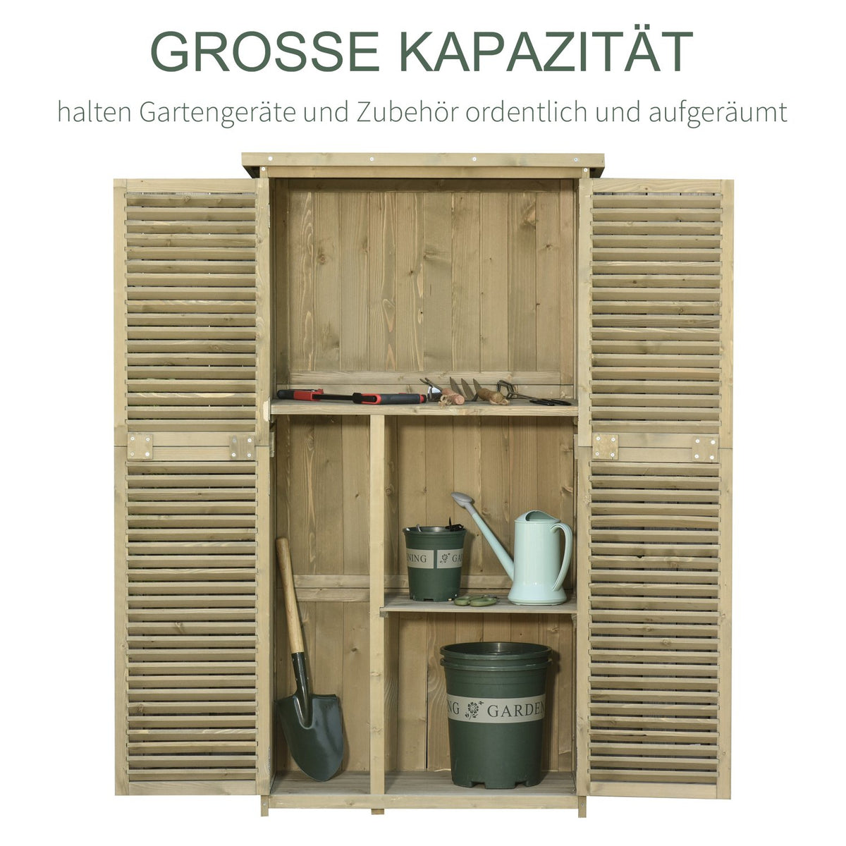 Tool Shed Garden Cupboard Tool Cupboard Wood With Asphalt Roof Slatted Door 4 Compartments Gray 87 X 46.5 X 160 Cm