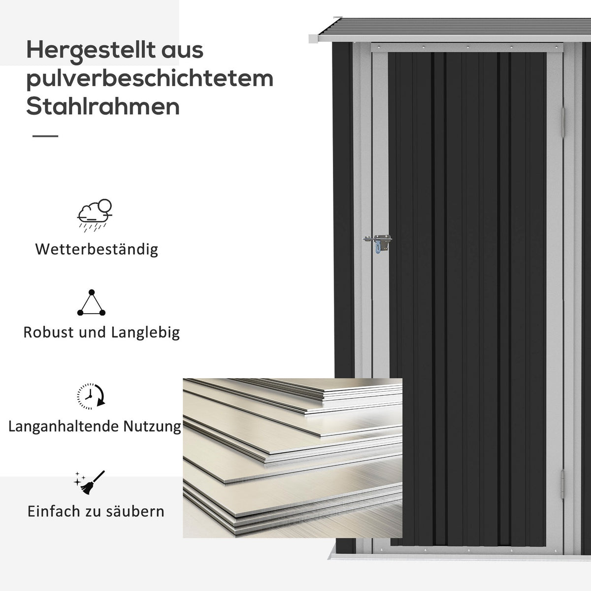 Tool Shed Garden Shed Tool Shed With Door Outdoor Steel Dark Gray 142 X 84 X 189 Cm