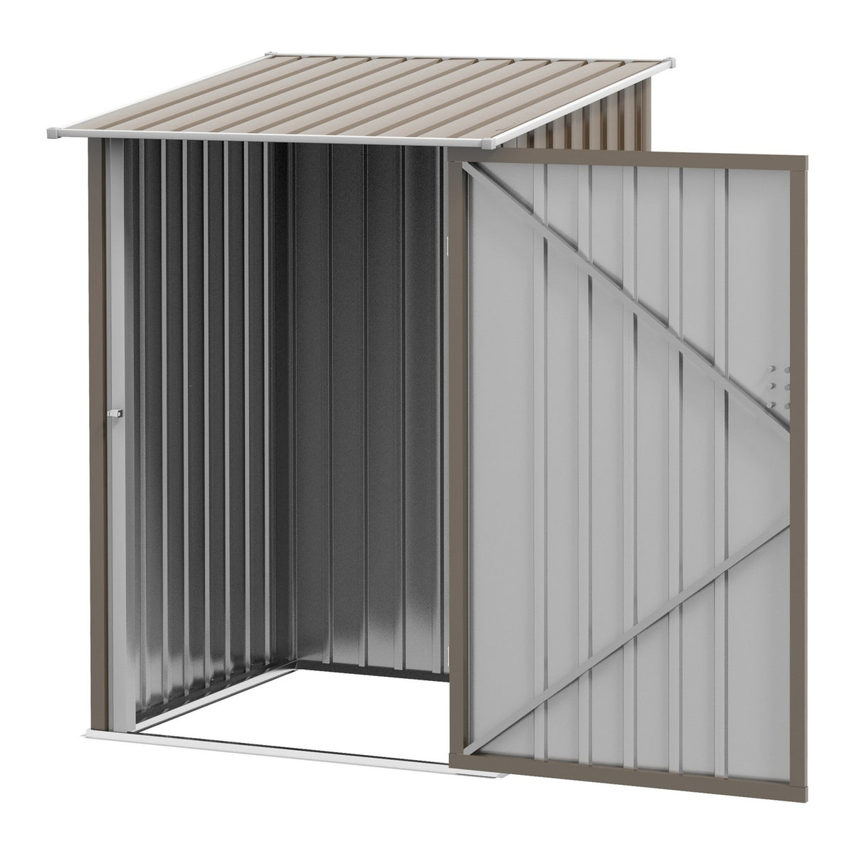 Tool Shed Made Of Steel, 0.92 M² Tool Shed With Pent Roof Garden Cupboard Lockable, Garden Shed, 100 X 103 X 160 Cm, Brown