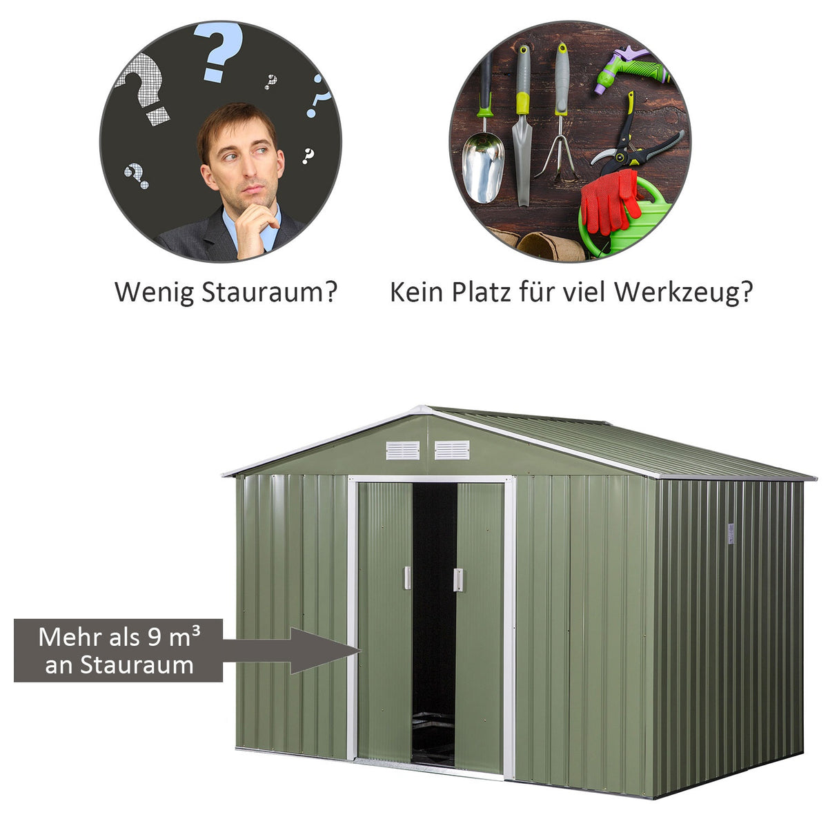 Tool Shed Metal Tool Shed With Foundation Light Green 277 X 195 X 192 Cm