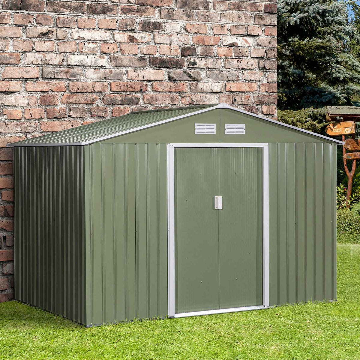 Tool Shed Metal Tool Shed With Foundation Light Green 277 X 195 X 192 Cm