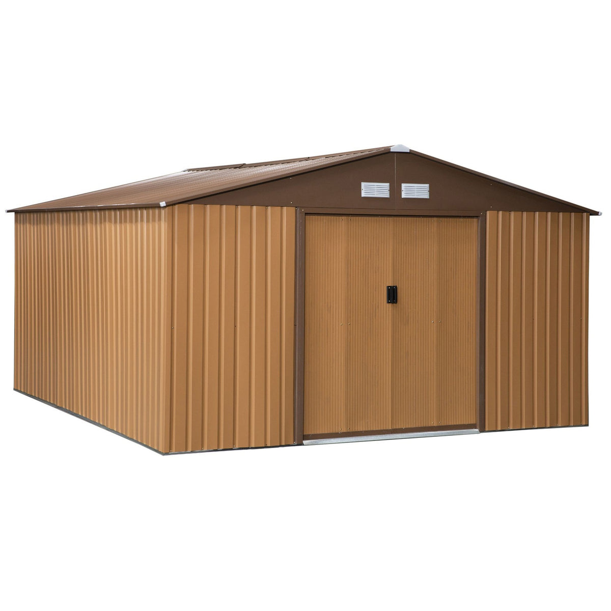 Tool Shed With Base Plate Tool Shed Garden Shed Metal Brown 340 X 386 X 200 Cm
