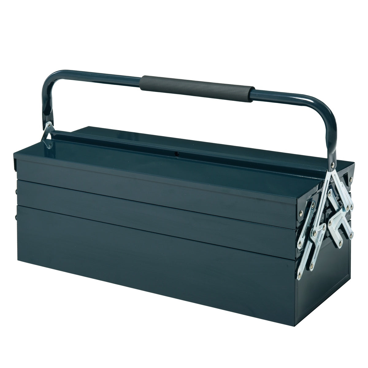 Tool box 5 compartments foldable steel dark green 57x21x41cm