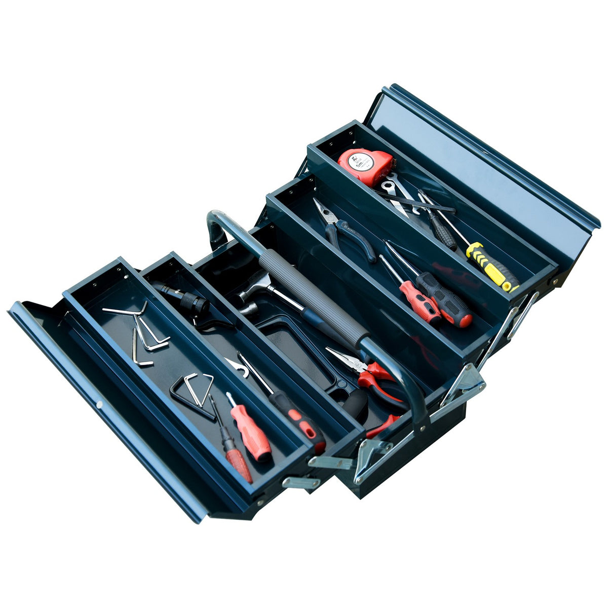Tool box 5 compartments foldable steel dark green 57x21x41cm