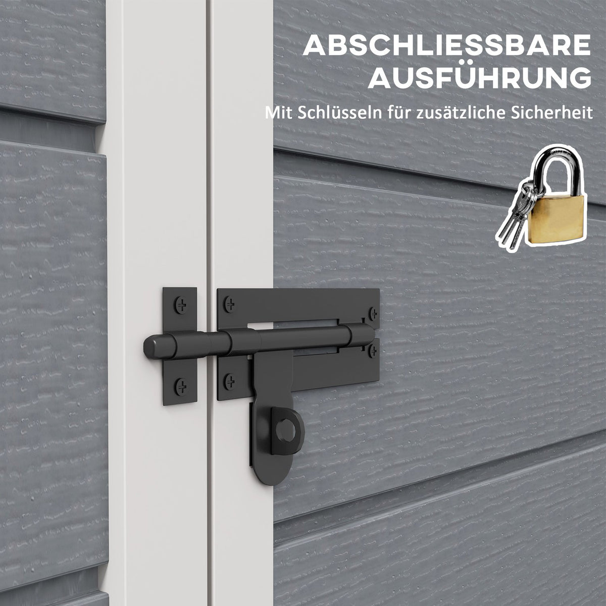 Tool shed 1.54m³, garden shed with pent roof, 122 x 149 x 192/177 cm, tool shed with lockable door, window, bicycle garage, garden cabinet made of aluminum, for backyard, garden, gray