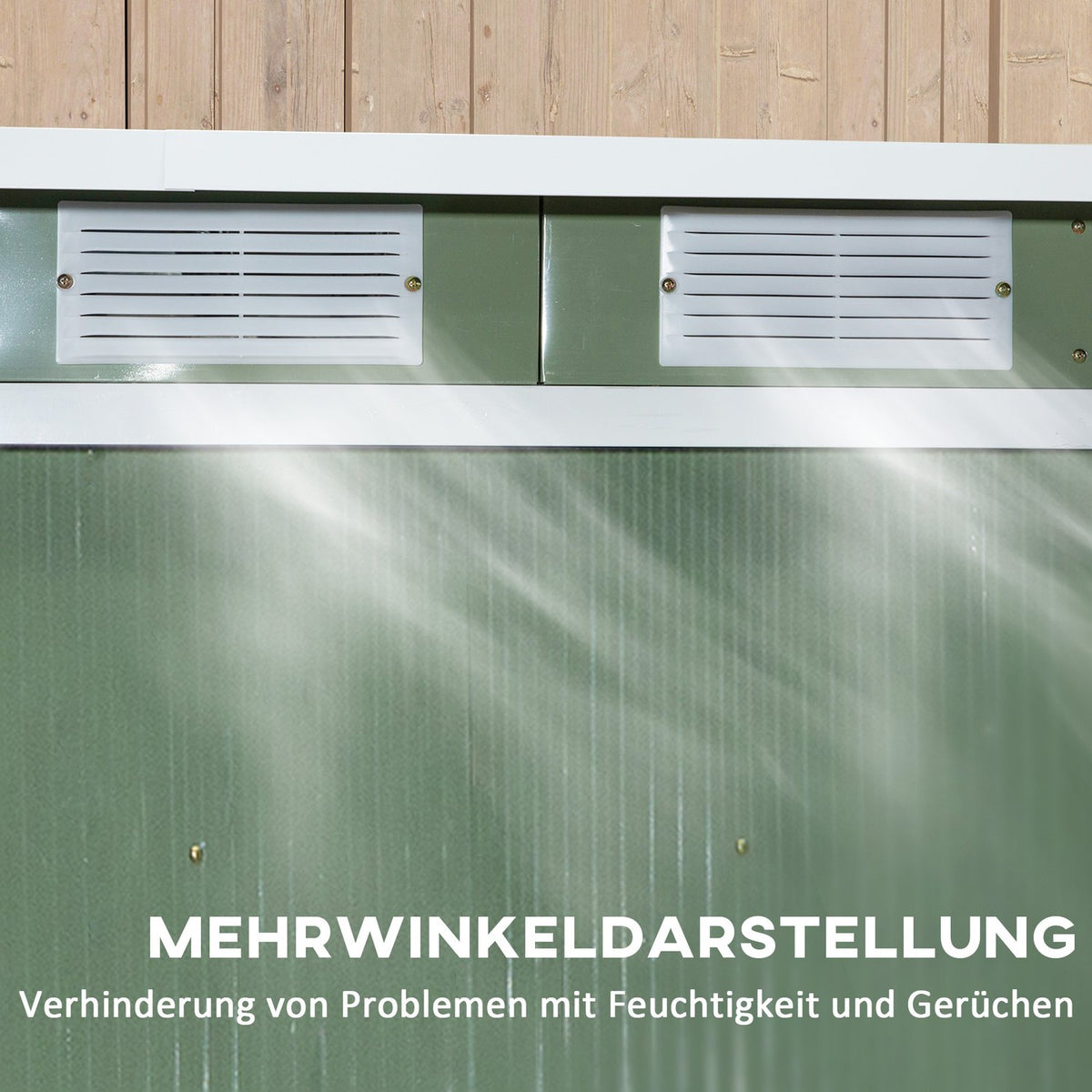 Tool shed 2.42 m², garden shed with ventilation window, sliding door, foundation, 213 x 130 x 159/172 cm, tool shed made of galvanized steel, weatherproof, for garden, green