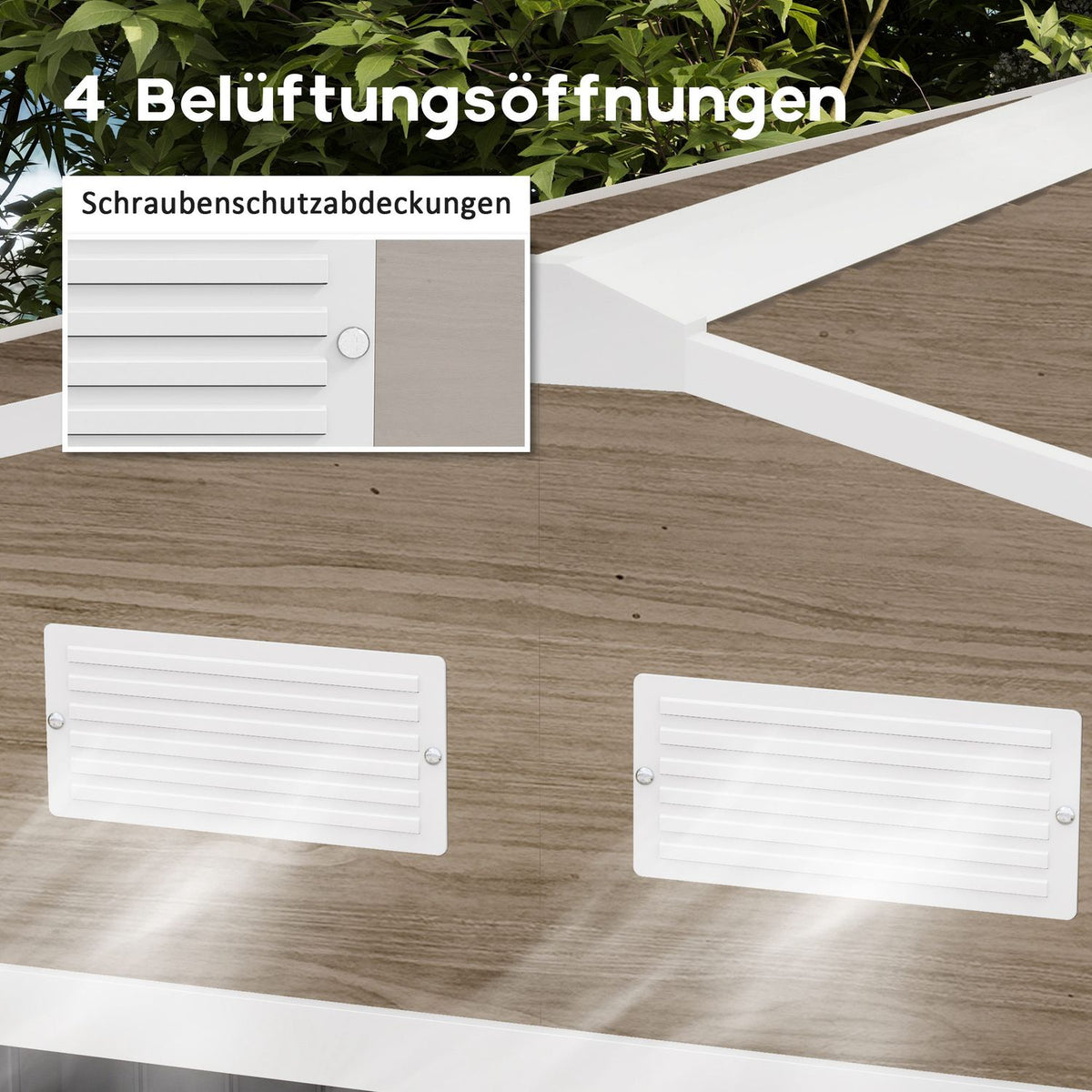 Tool shed 4.9 m², garden shed with pent roof, sliding door, foundation, 277 x 195 x 192 cm, tool shed made of galvanized steel, weatherproof, for garden, light brown