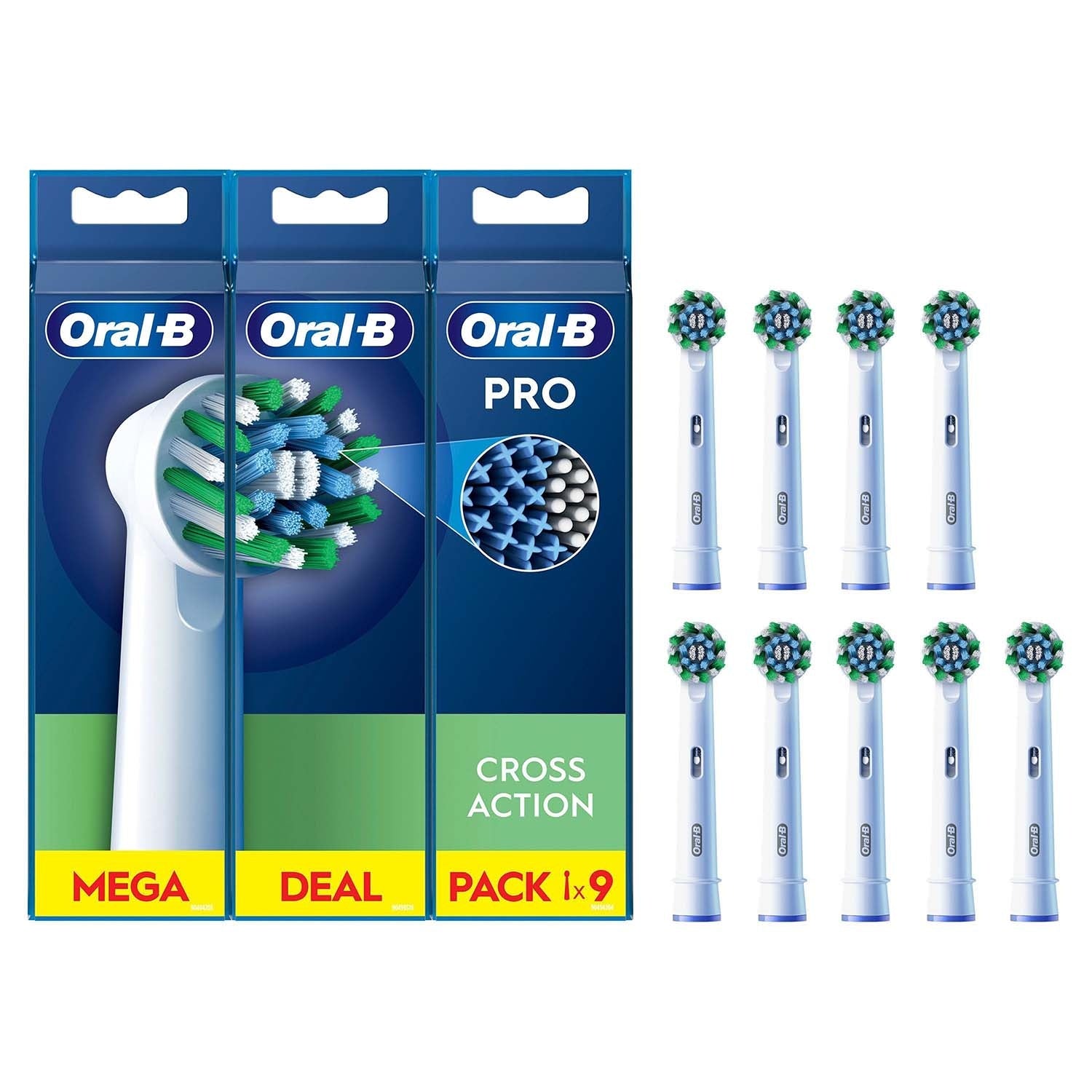 Toothbrush Head Cross Action, 9-Pack
