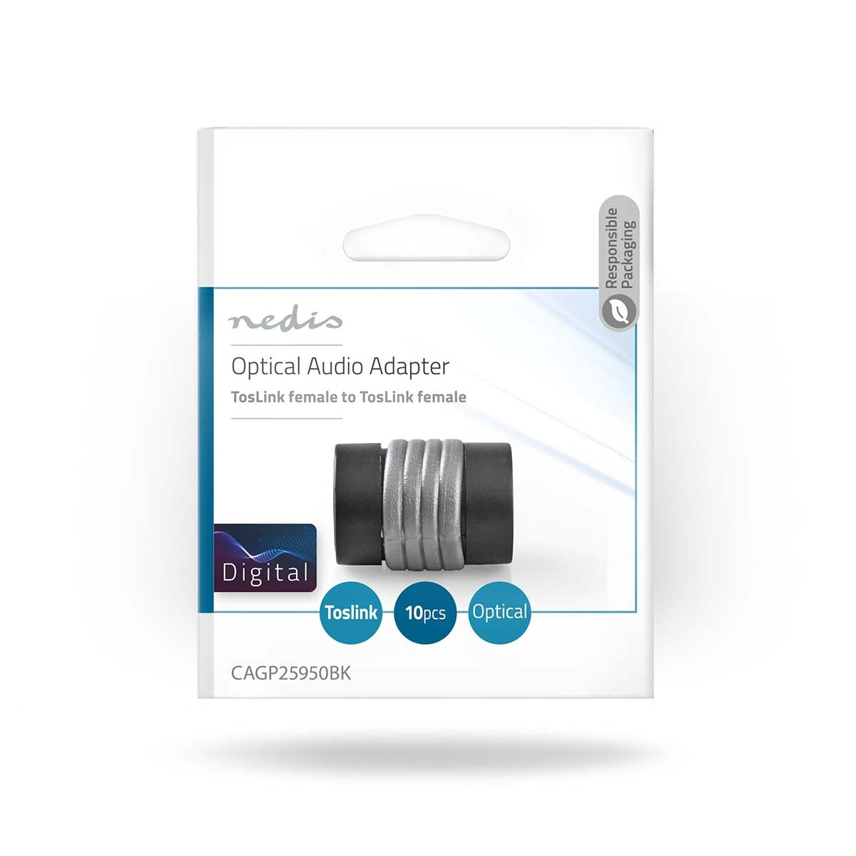 TosLink Adapter | TosLink Female | TosLink Female | Straight | ABS | Black | 10 pieces. | Envelope