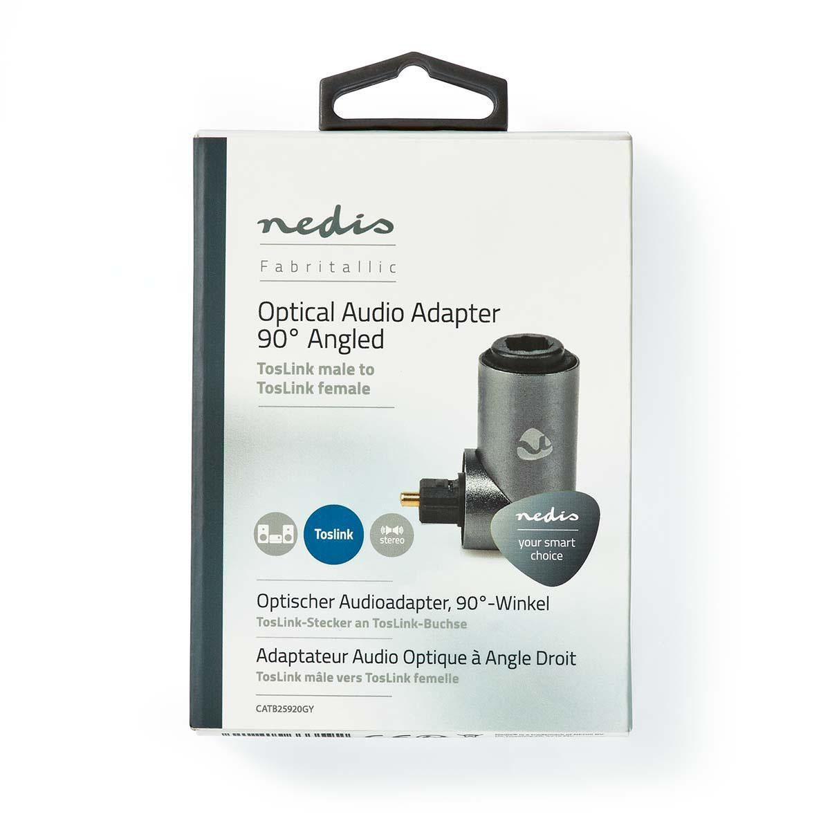 TosLink Adapter | TosLink Female | TosLink Male | Angled 90° | Aluminum | Gray With Metal | 1 pc. | Box