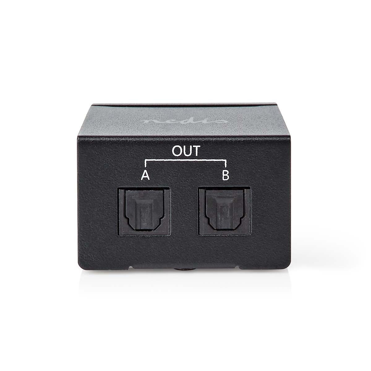 TosLink Splitter | Two-way | Connection input: TosLink Female | Connection output: 2x TosLink | Button | Metal | Black