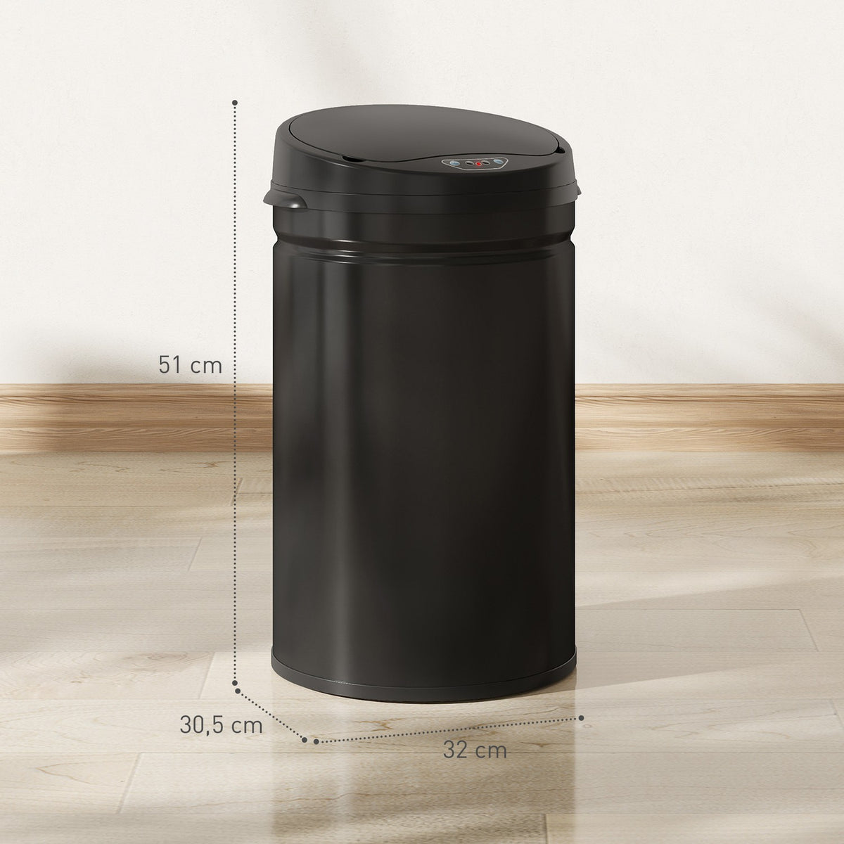 Touchless 30L Stainless Steel Sensor Bin, Soft-Close