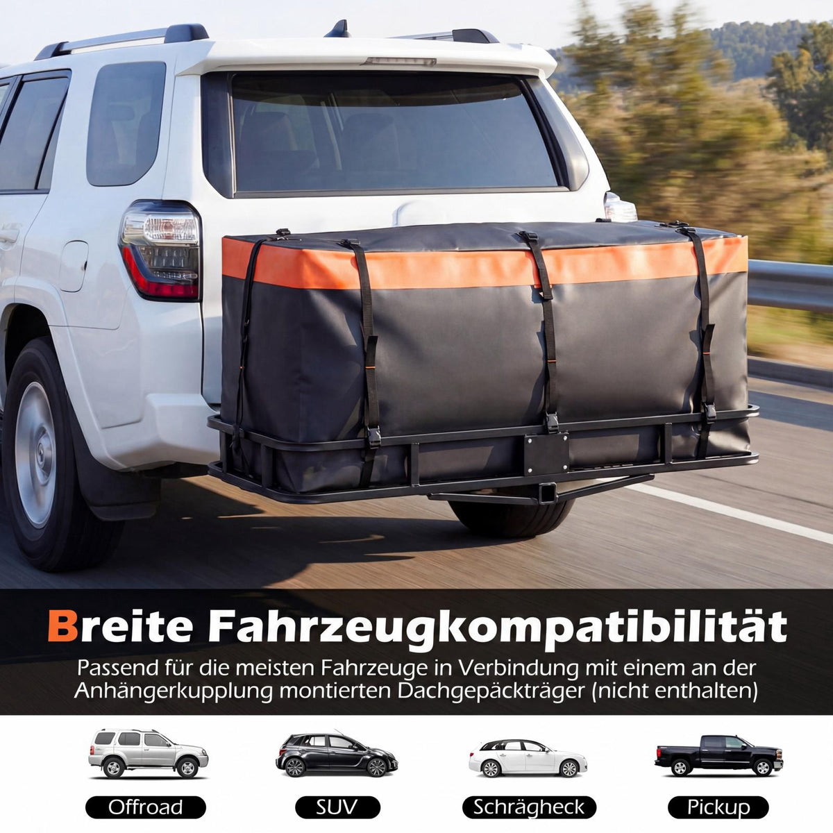 Tow Hitch Cargo Bag, 453L Waterproof PVC, Foldable