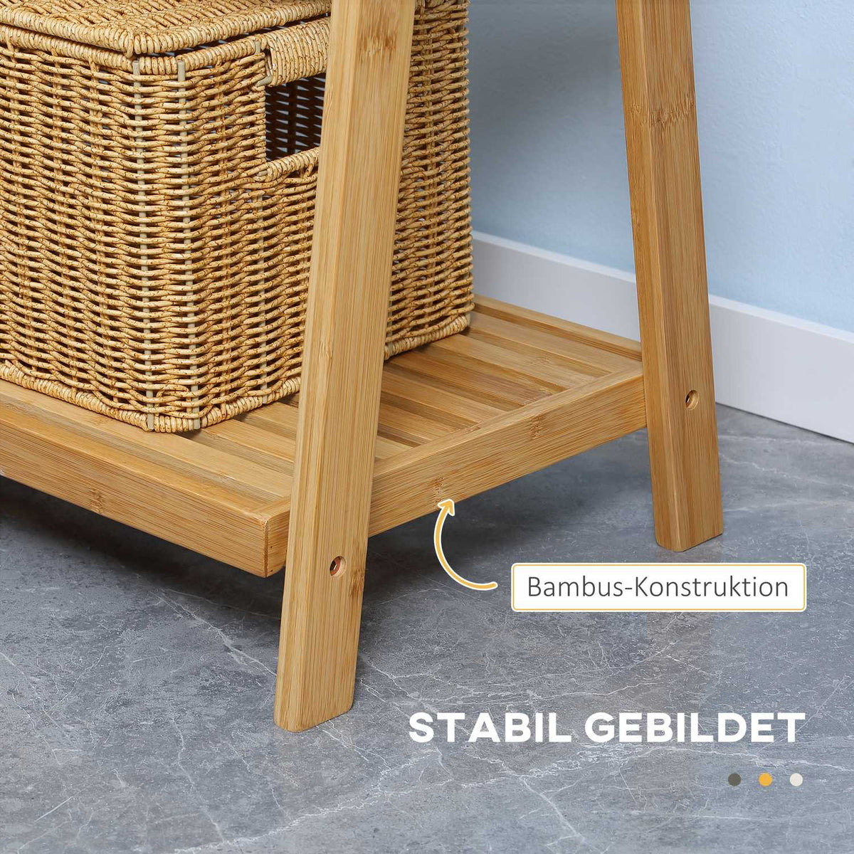 Towel Rack Foldable Towel Rack With 3 Bars & Shelves, Bath Towel Rack Made Of Bamboo, Natural