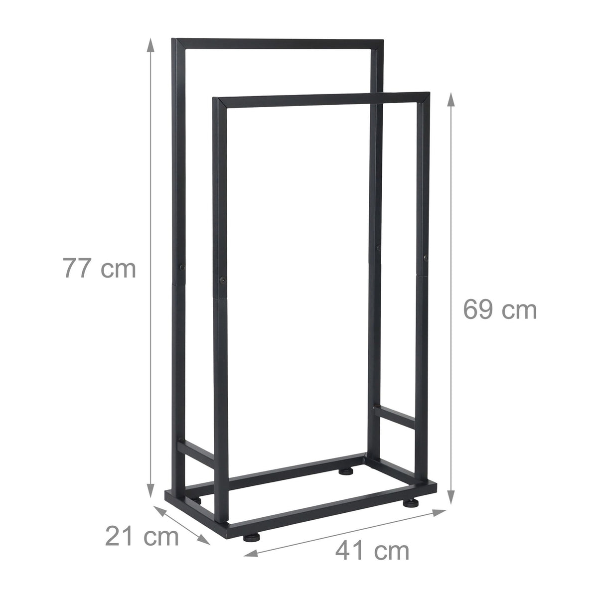 Towel Rack, Metal, 2 Rods, Freestanding