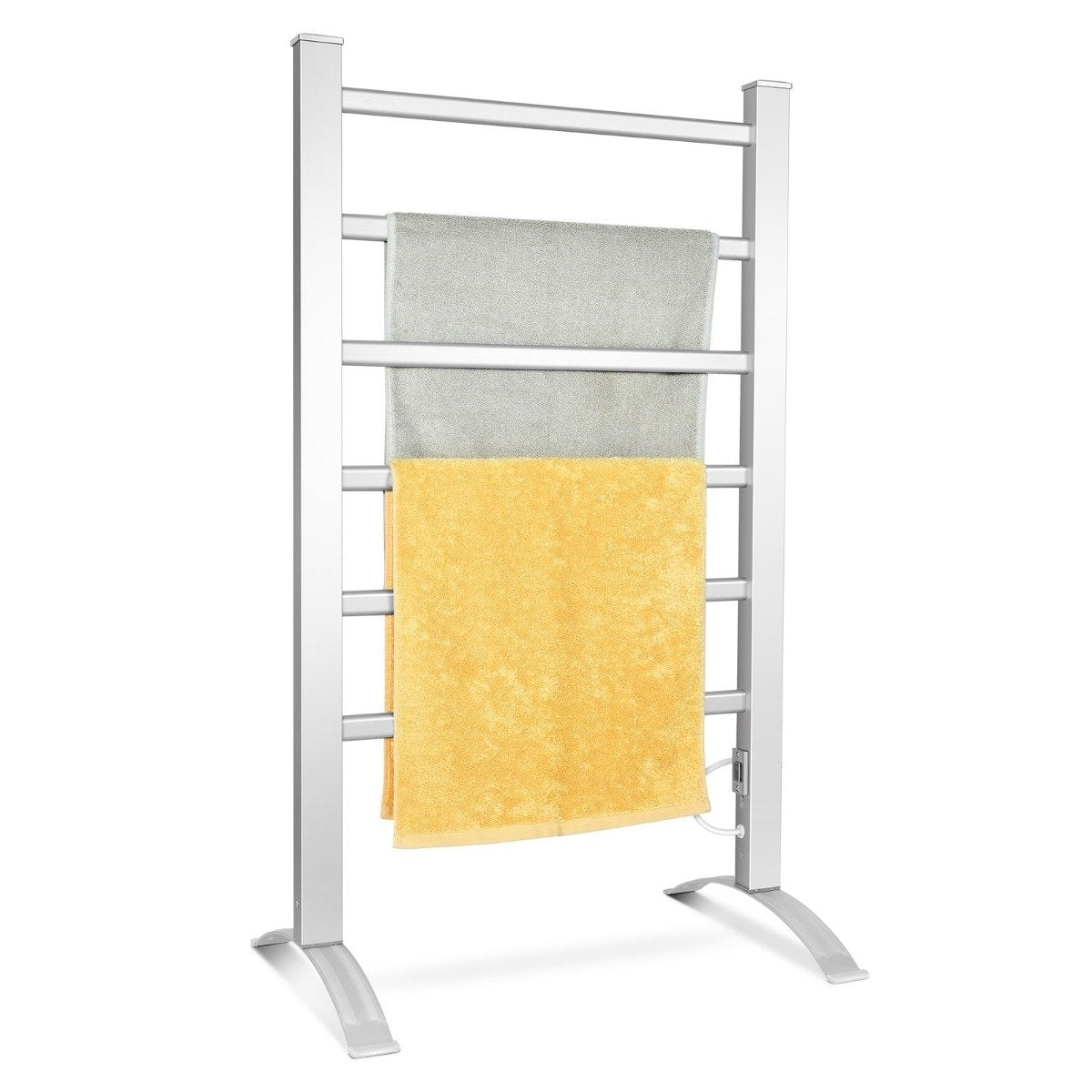 Towel Rack Multifunctional Electric Towel Warmer with 6 Bars Silver