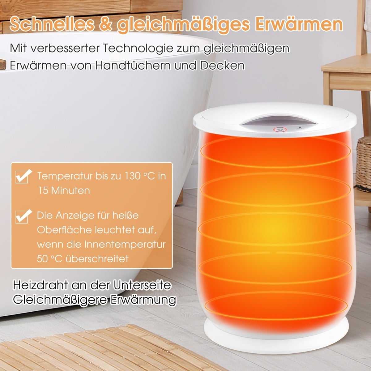 Towel Warmer Bucket, 21L Capacity, Adjustable Timer