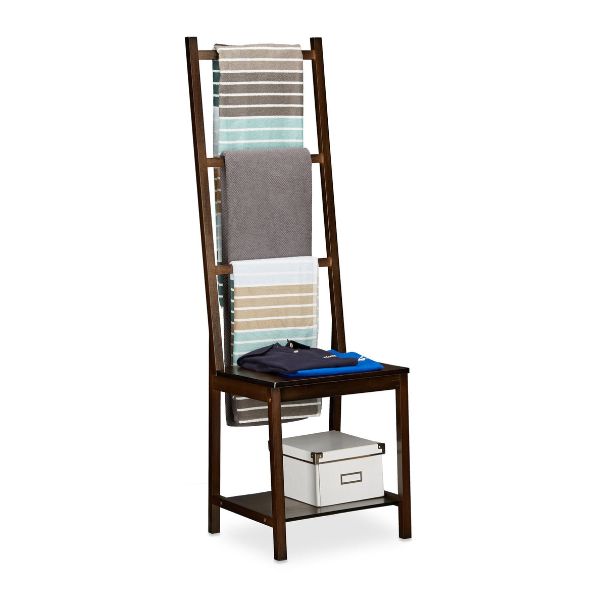 Towel hanger bamboo dark brown