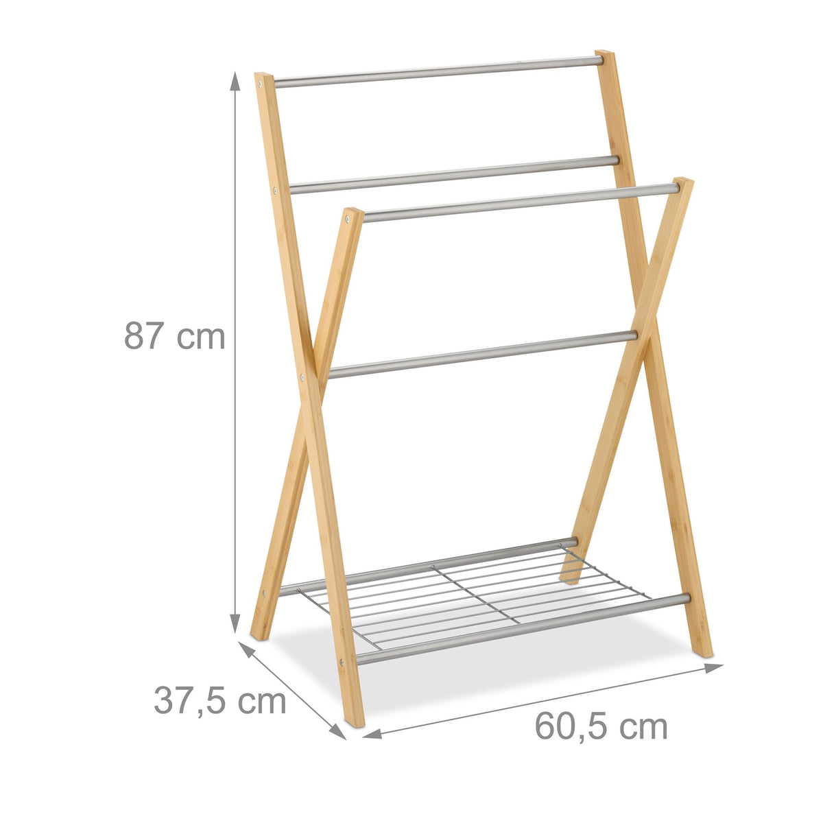 Towel holder with bamboo shelf