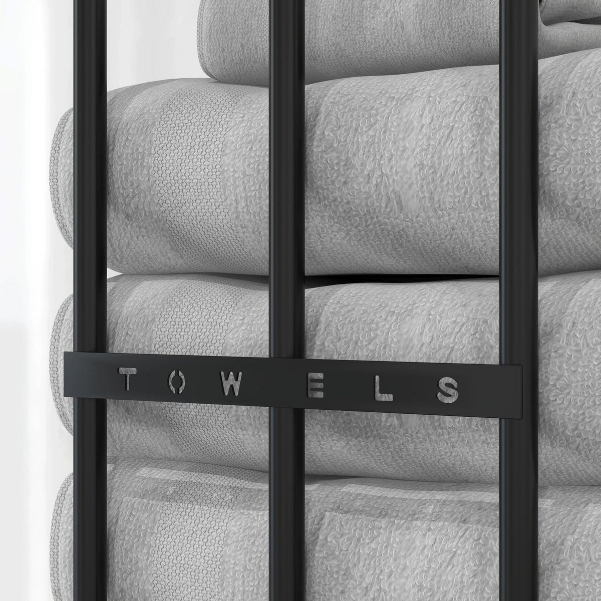 Towel rack wall mounted, bath towel rack for 6 large size (160 x 100 cm) rolled towels, guest towel rack, metal