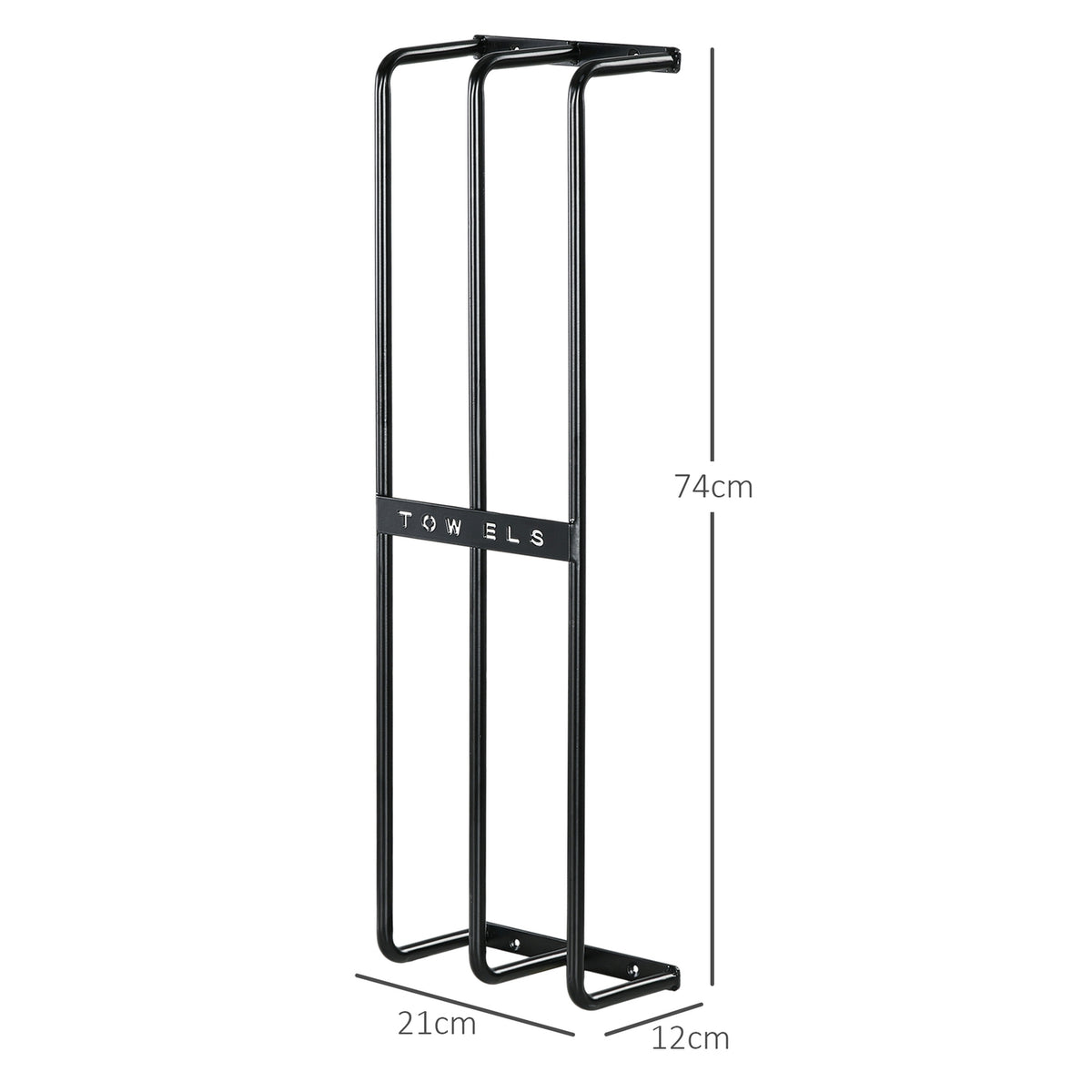 Towel rack wall mounted, bath towel rack for 6 large size (160 x 100 cm) rolled towels, guest towel rack, metal