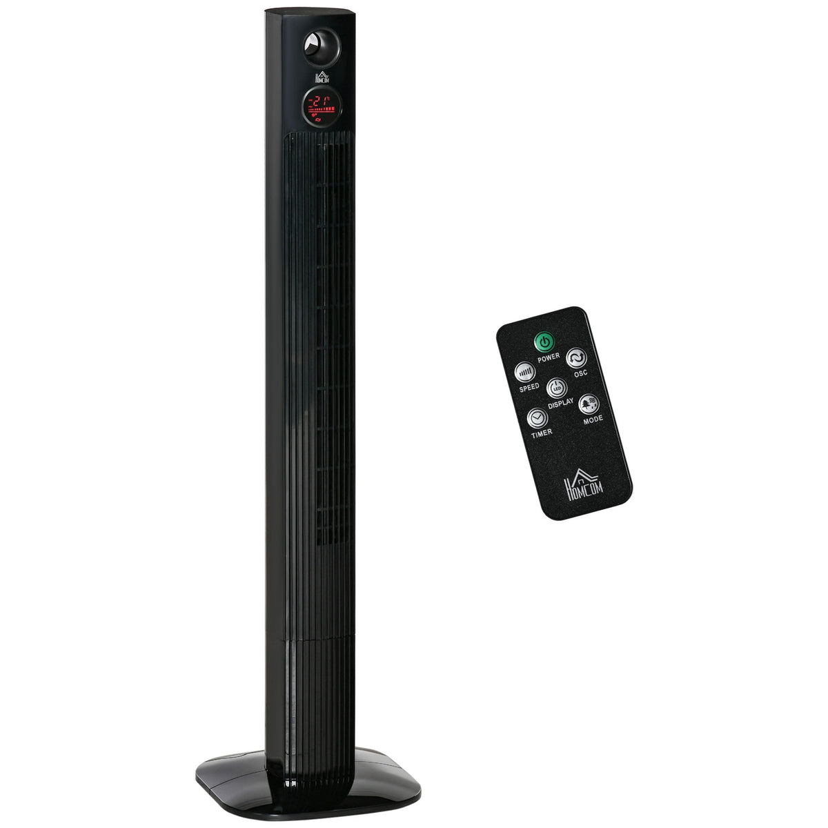 Tower Fan Column Fan With Remote Control, Aroma Diffuser, Timer, 3 Levels, 45W, 70° Oscillation, Black