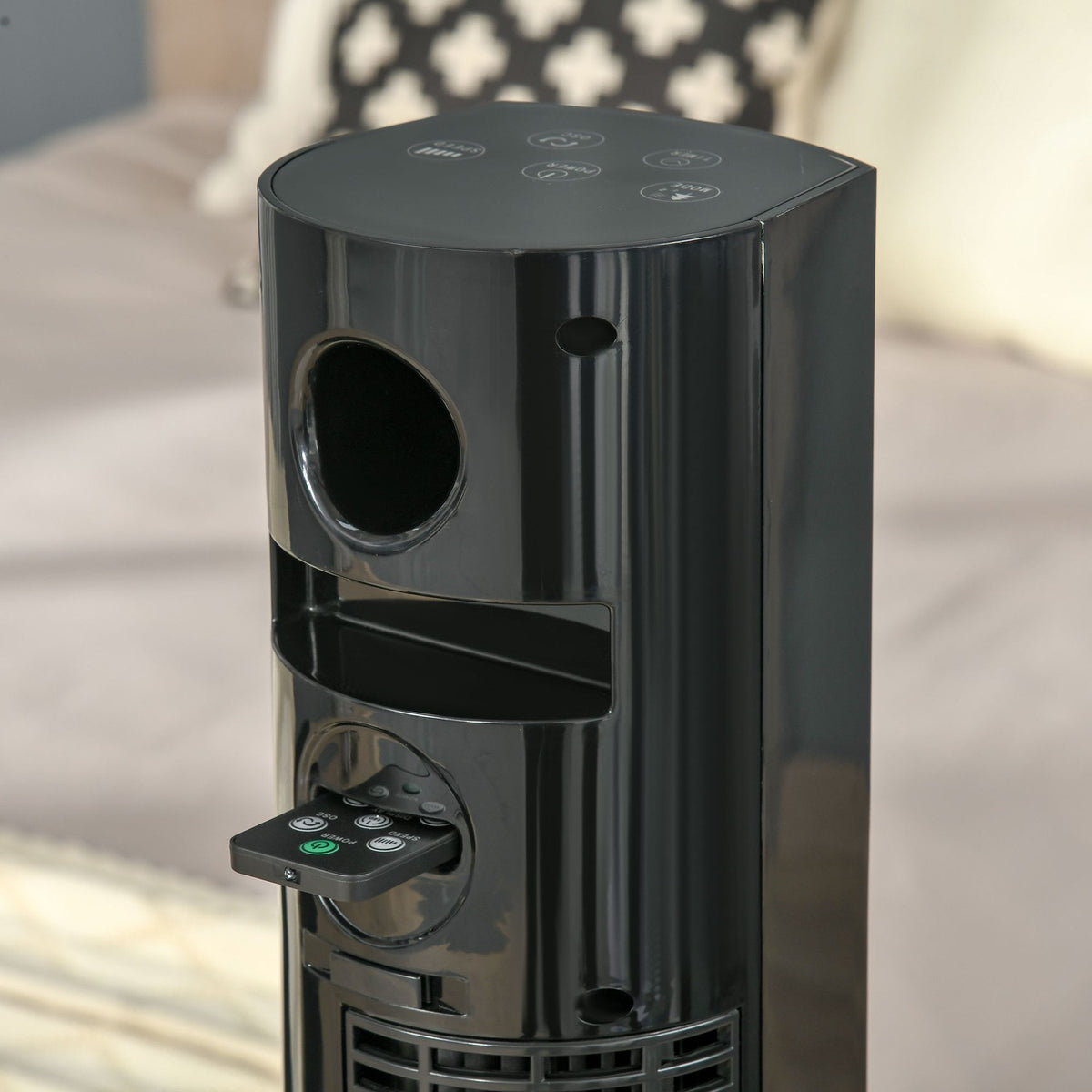 Tower Fan Column Fan With Remote Control, Aroma Diffuser, Timer, 3 Levels, 45W, 70° Oscillation, Black