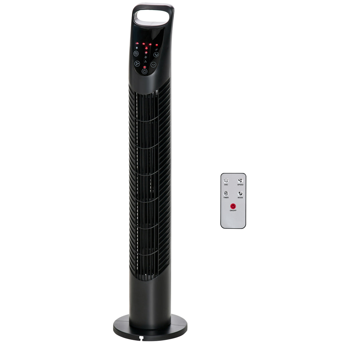 Tower Fan Quiet Stand Fan 3 Levels 7.5H Timer 40W Remote Control 70° Oscillation Bedroom Black