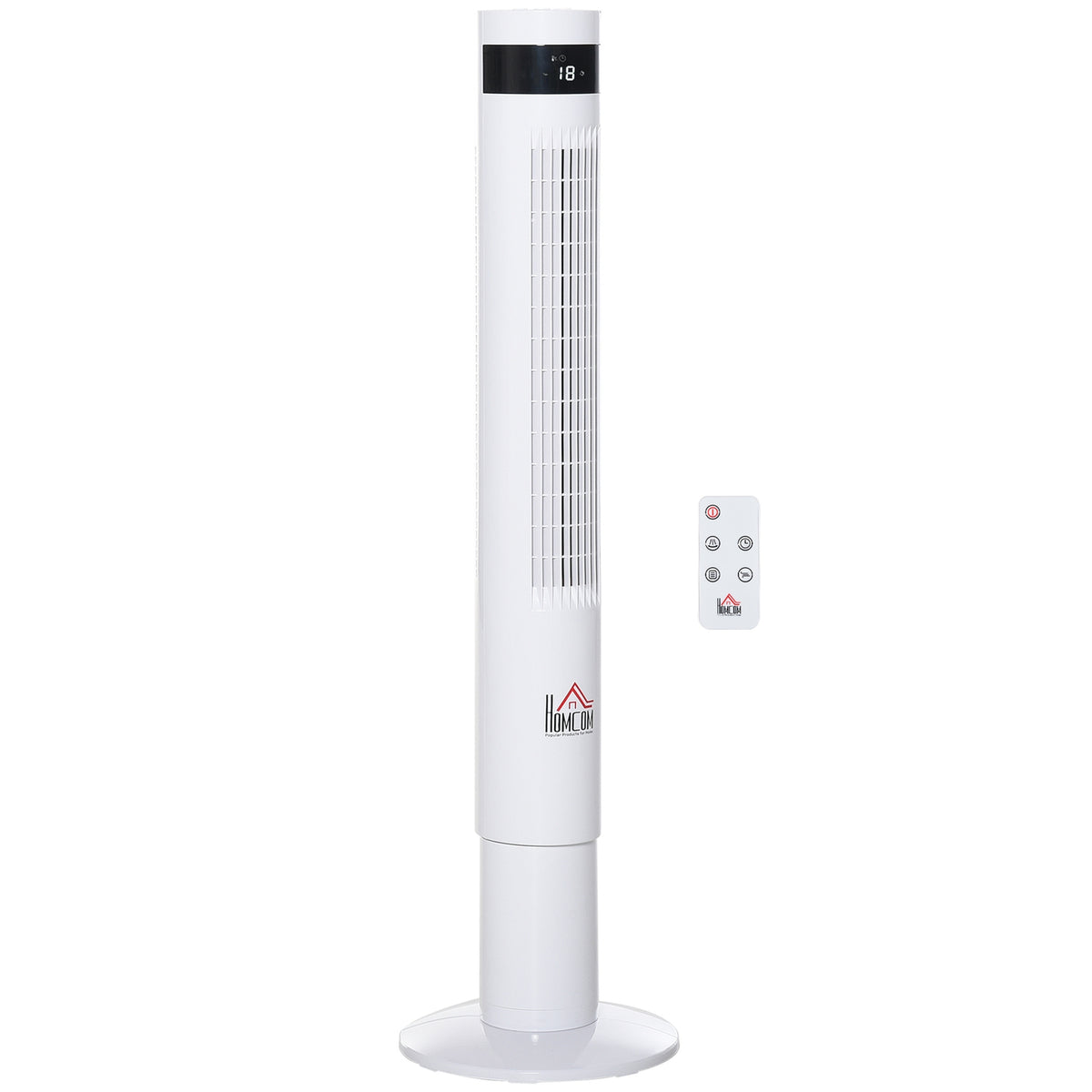 Tower Fan With Remote Control 85° Oscillating, 110Cm, 50W, 3 Modes & Speeds, Steel, White