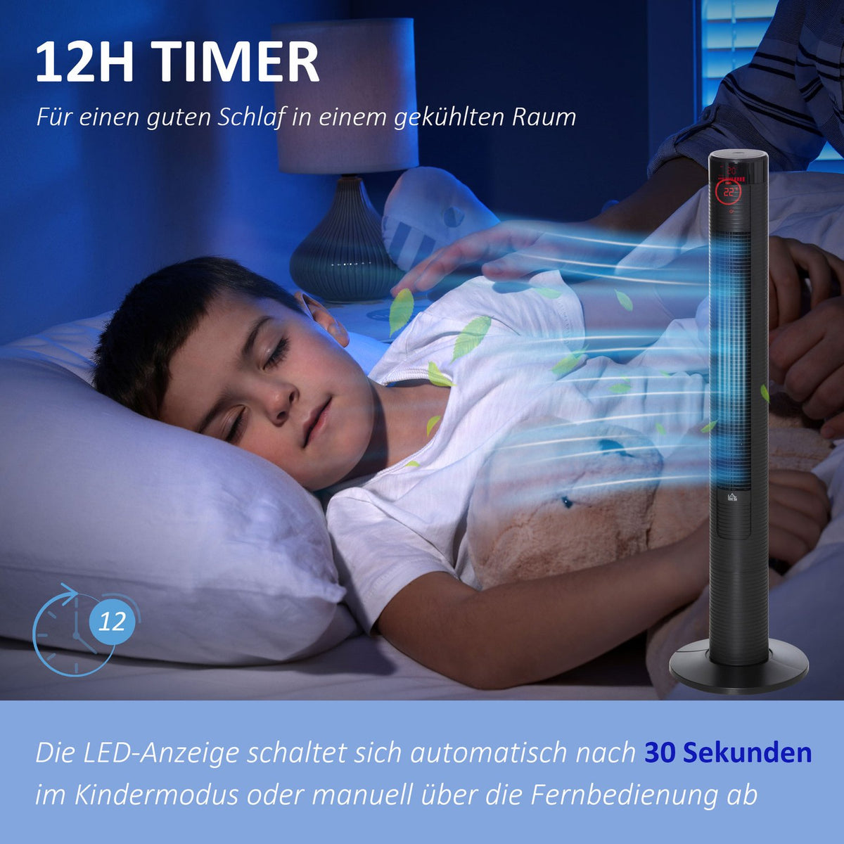 Tower Fan With Remote Control Column Fan With Timer, 45 W, Pedestal Fan, Four Modes, 70° Oscillation, Abs, Black