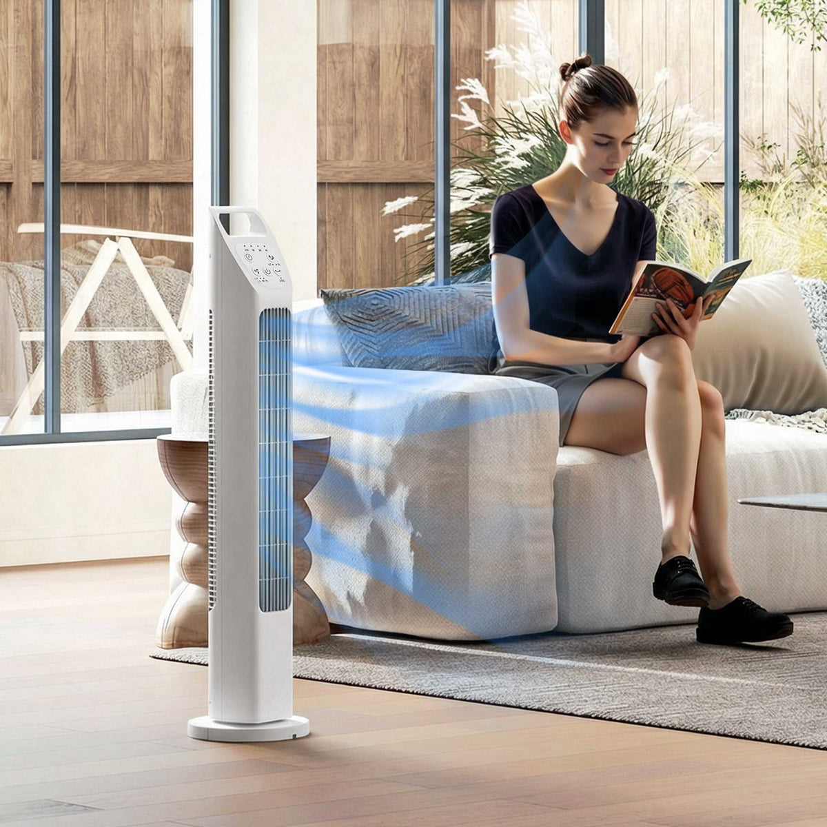 Tower Fan with Remote, 3 Speeds, 3 Modes, Timer