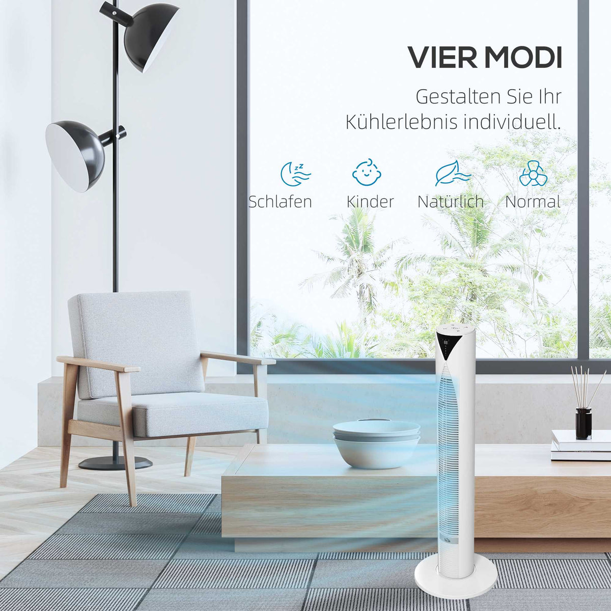 Tower Fan with Remote, 3 Speeds, 70 Oscillation