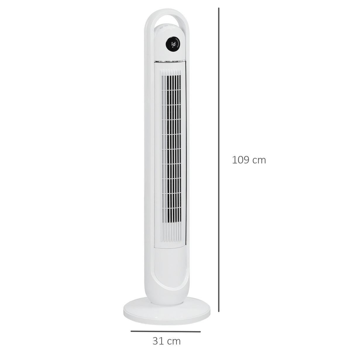 Tower fan, pedestal fan with 3 ventilation levels, remote control, 55W fan with 24H timer, LCD display, 70° oscillation, for bedroom, white