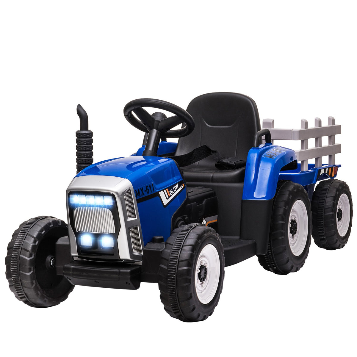 Tractor Trailer Children'S Ride-On Tractor Remote Control Electric Car Mp3 Headlight 3-6Km/H 3-6 Years Blue