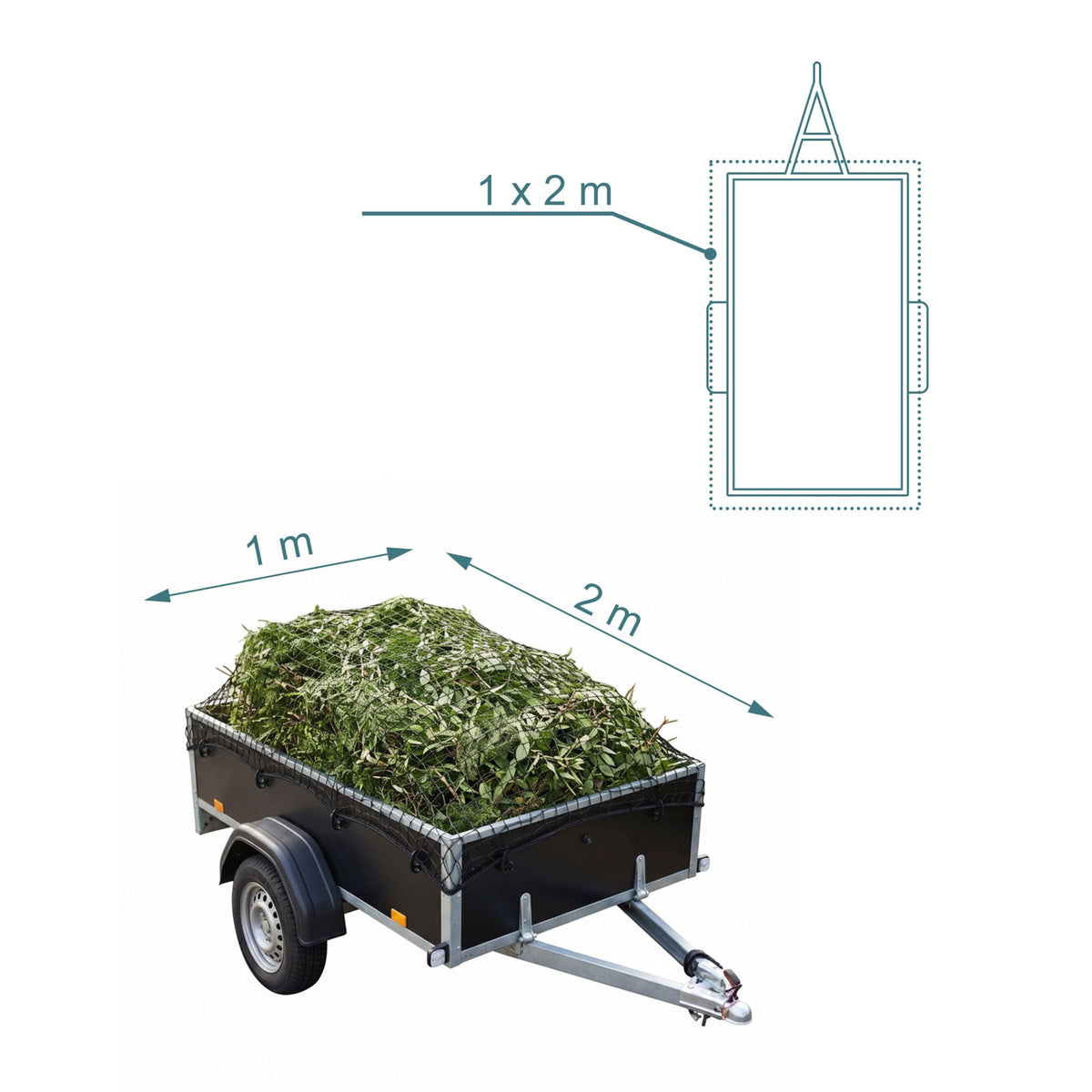 Trailer Net, Black, 1x2m, Durable PP Plastic