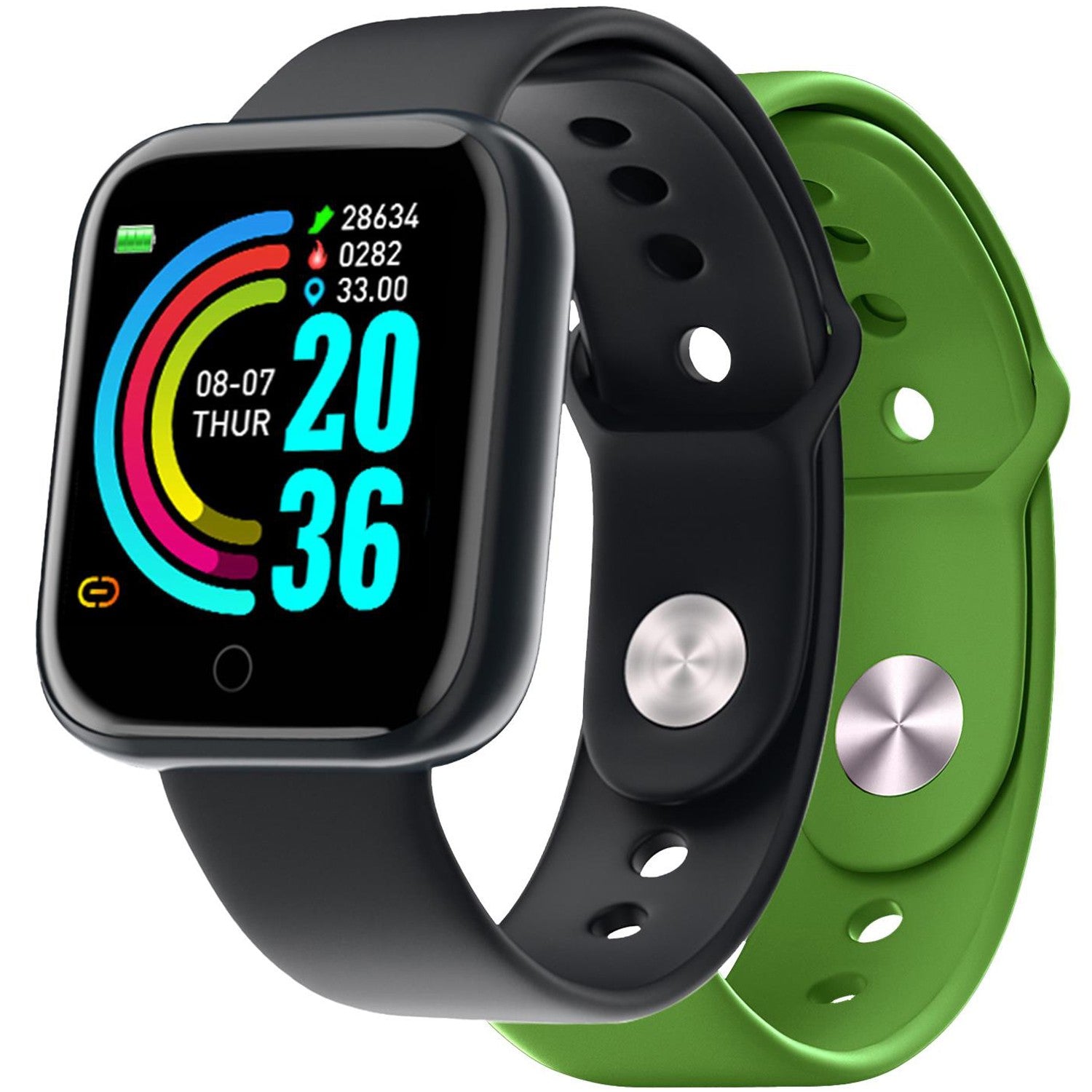 Trainerbeat Smartwatch with two bracelets Black + Green