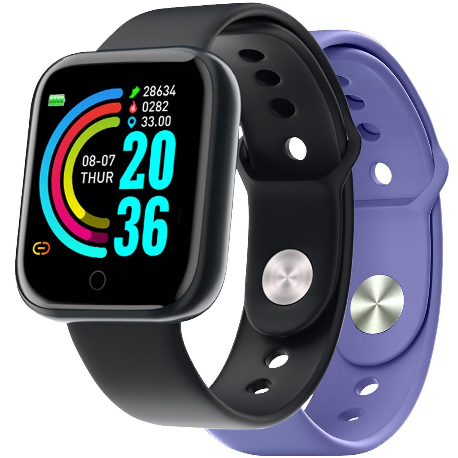 Trainerbeat Smartwatch with two bracelets Black + Purple