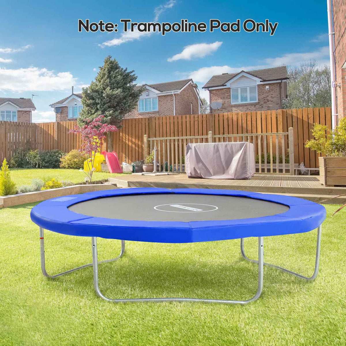 Trampoline Accessory Set Edge Cover, Safety Net, Weather Tarpaulin, Ladder, For 8Ft-15Ft, Ø 244Cm, Blue