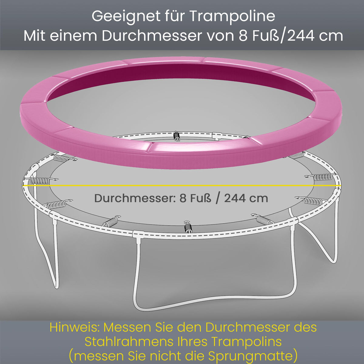Trampoline Edge Cover, Waterproof, Tear-Resistant, 244cm, Pink