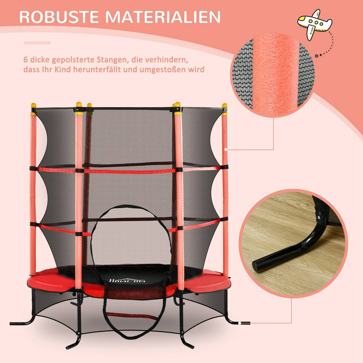 Trampoline For Children Ø163 Cm Mini Garden Trampoline With Safety Net & Edge Cover, Up To 50 Kg