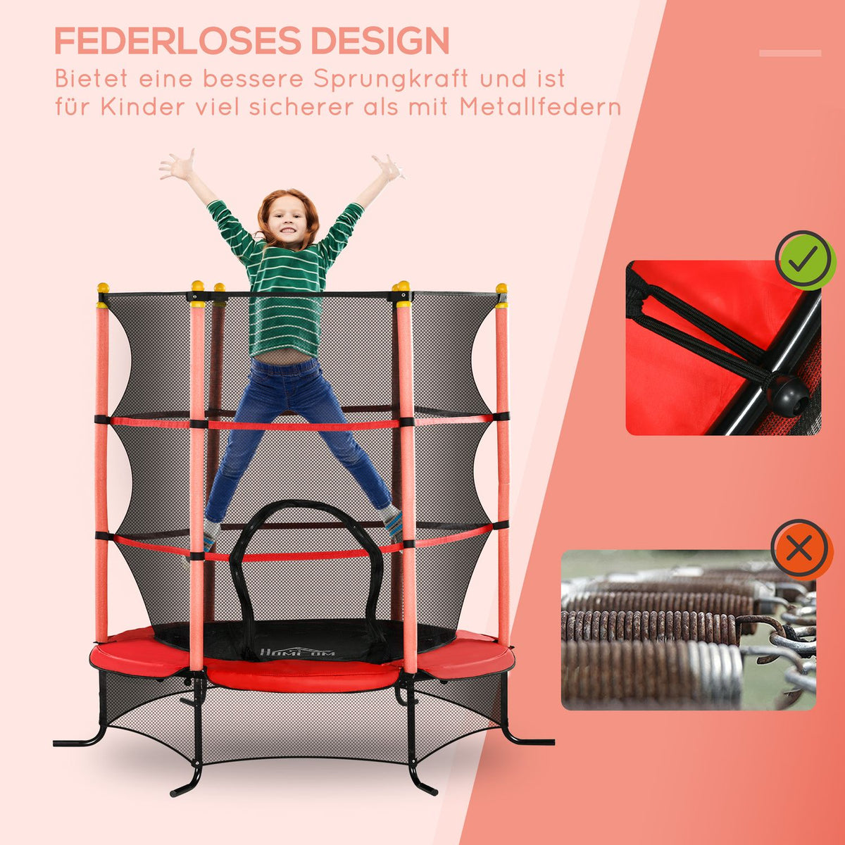 Trampoline For Children Ø163 Cm Mini Garden Trampoline With Safety Net & Edge Cover, Up To 50 Kg